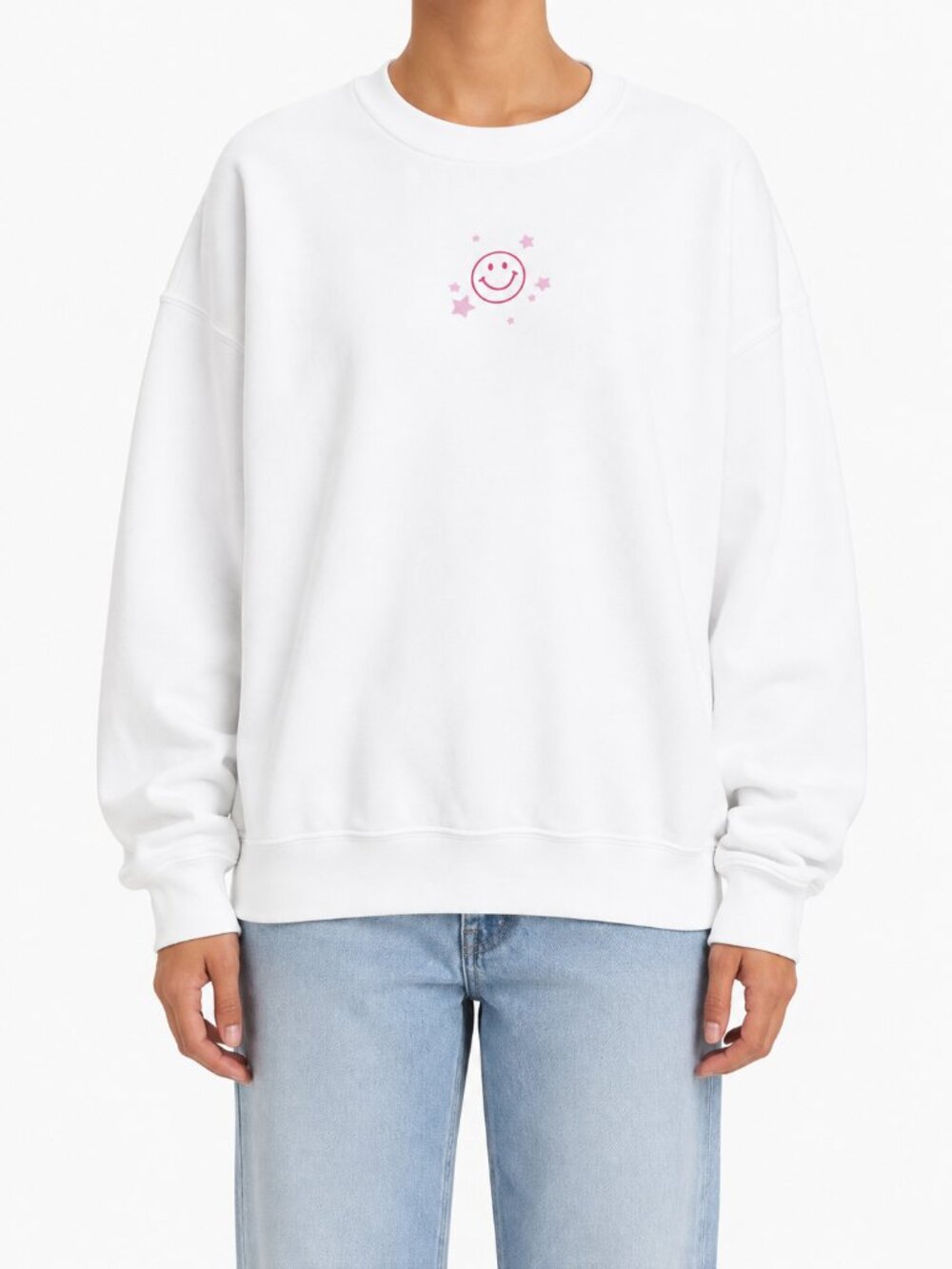PS / LA PacSun Happiness Oversized Crewneck Sweatshirt White Pink | Medium